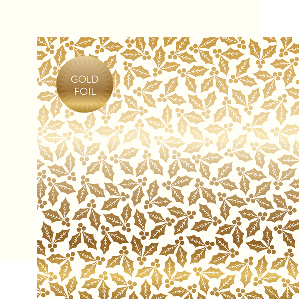 CBFHB001 White Holly & Berries Foil - Gold
