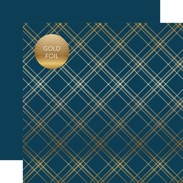 CBFSP003 Navy Seasonal Plaid Foil - Gold