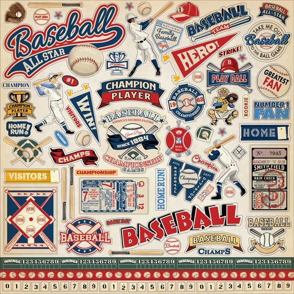 CBBA95014 Baseball Element Sticker
