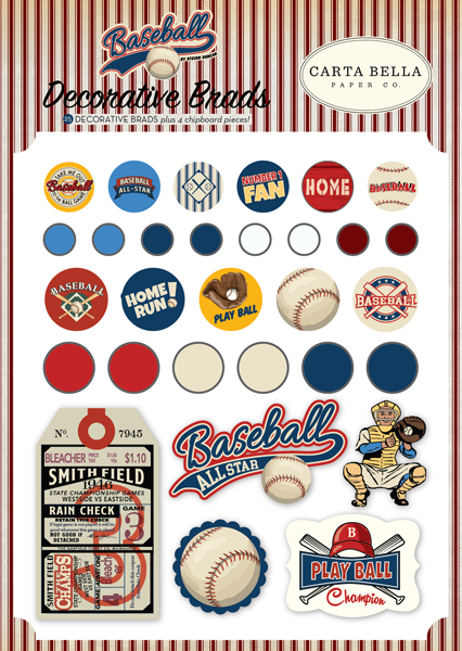 CBBA95020 Baseball Decorative Brads