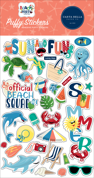 CBBE149066 Beach Party Puffy Stickers