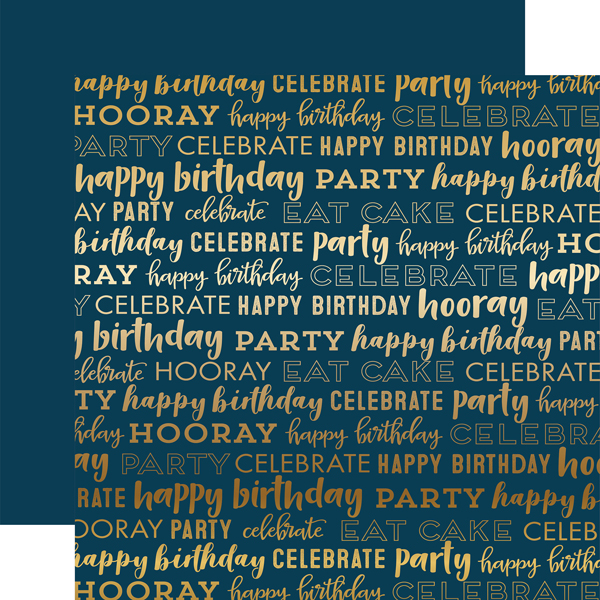 CBFH003 Navy Happy Birthday Gold Foil