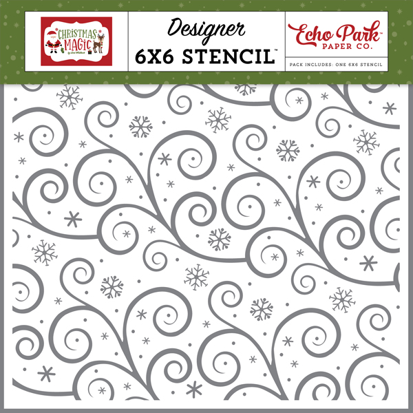 CM254035 Swirling Snowflakes Stencil
