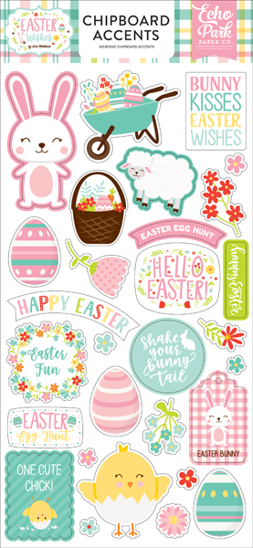 EW174021 Easter Wishes 6x13 Chipboard Accents
