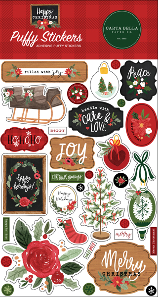 CBXM140066 Happy Christmas Puffy Stickers