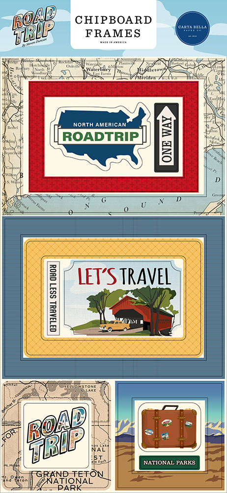 CBRT151065 Road Trip Chipboard Frames